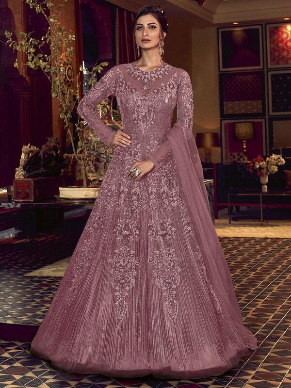 Net Partywear Embroidered Anarkali Suit