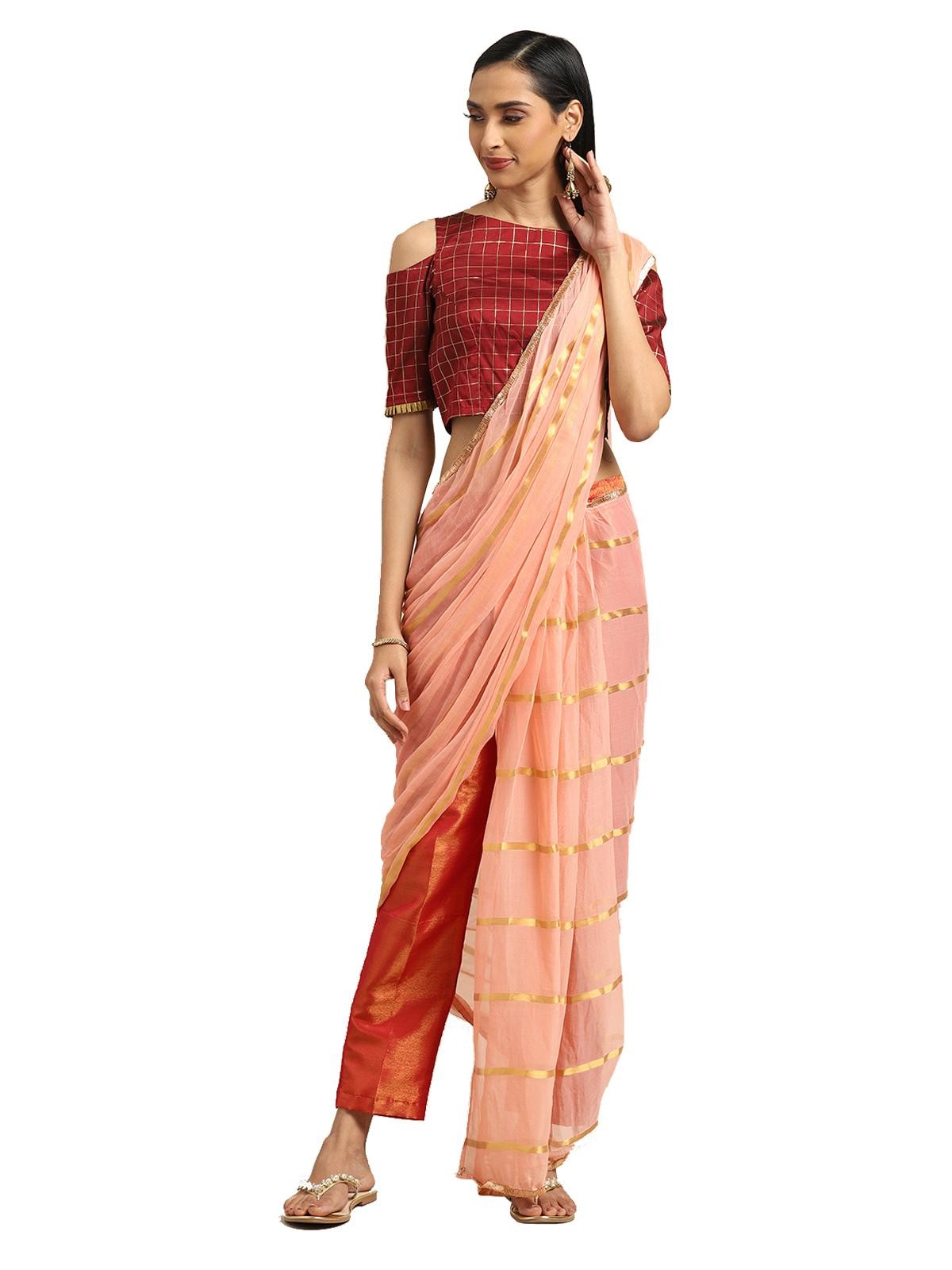 Enthralling Pink Solid Partywear Saree