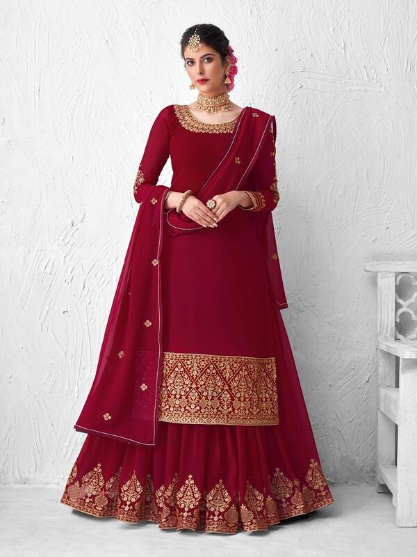 gratifying-red-georgette-embroidery-lehenga-style-suit